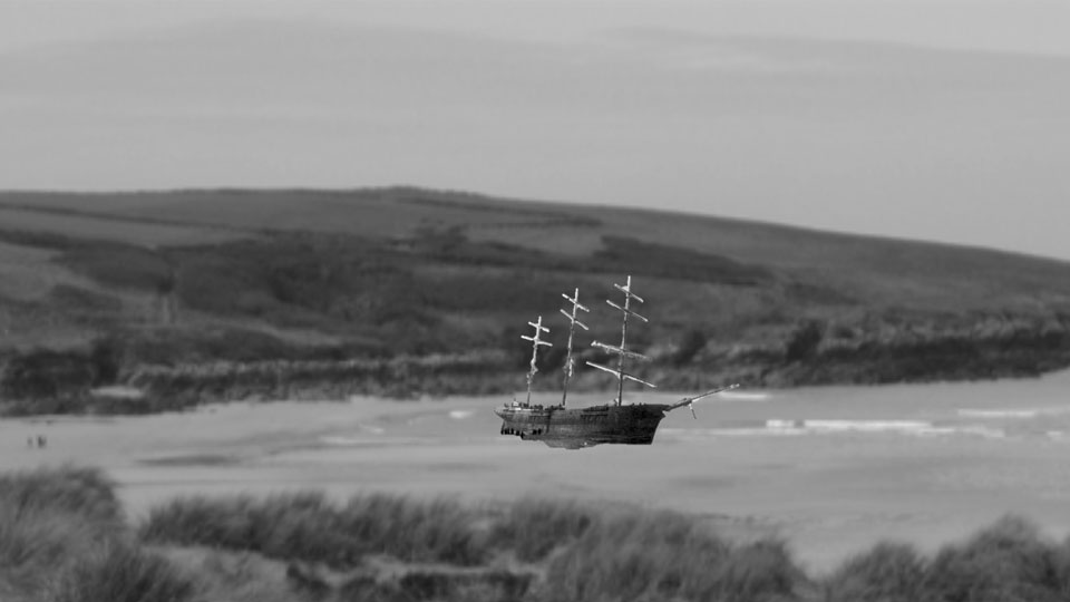 Ship on the sea in Cornwall