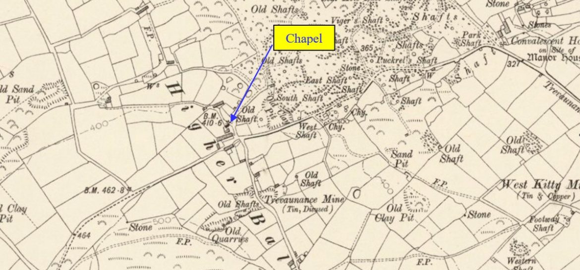 Old Map Identifying Chapel near Trevaunance Mine