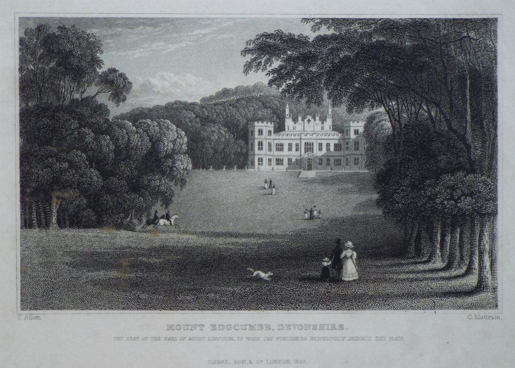 Engraving of Mount Edgcumbe House, 1830