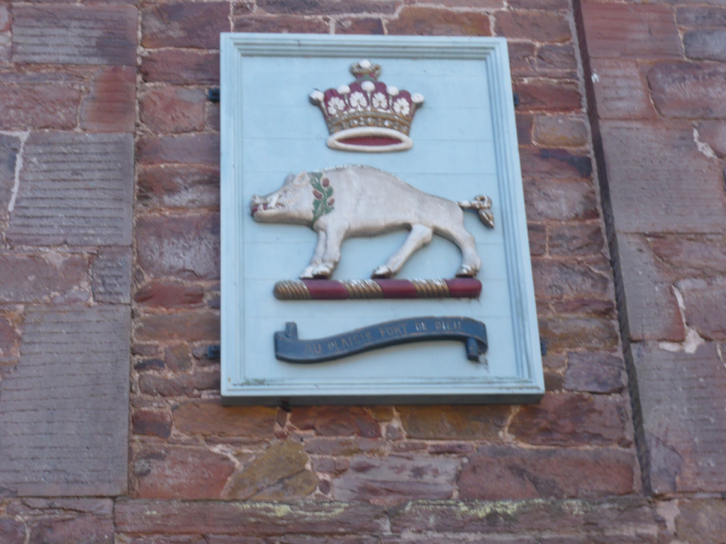 Image of The White Boar Coat of Arms of Mount Edgcumbe can still be seen at the Old Stables